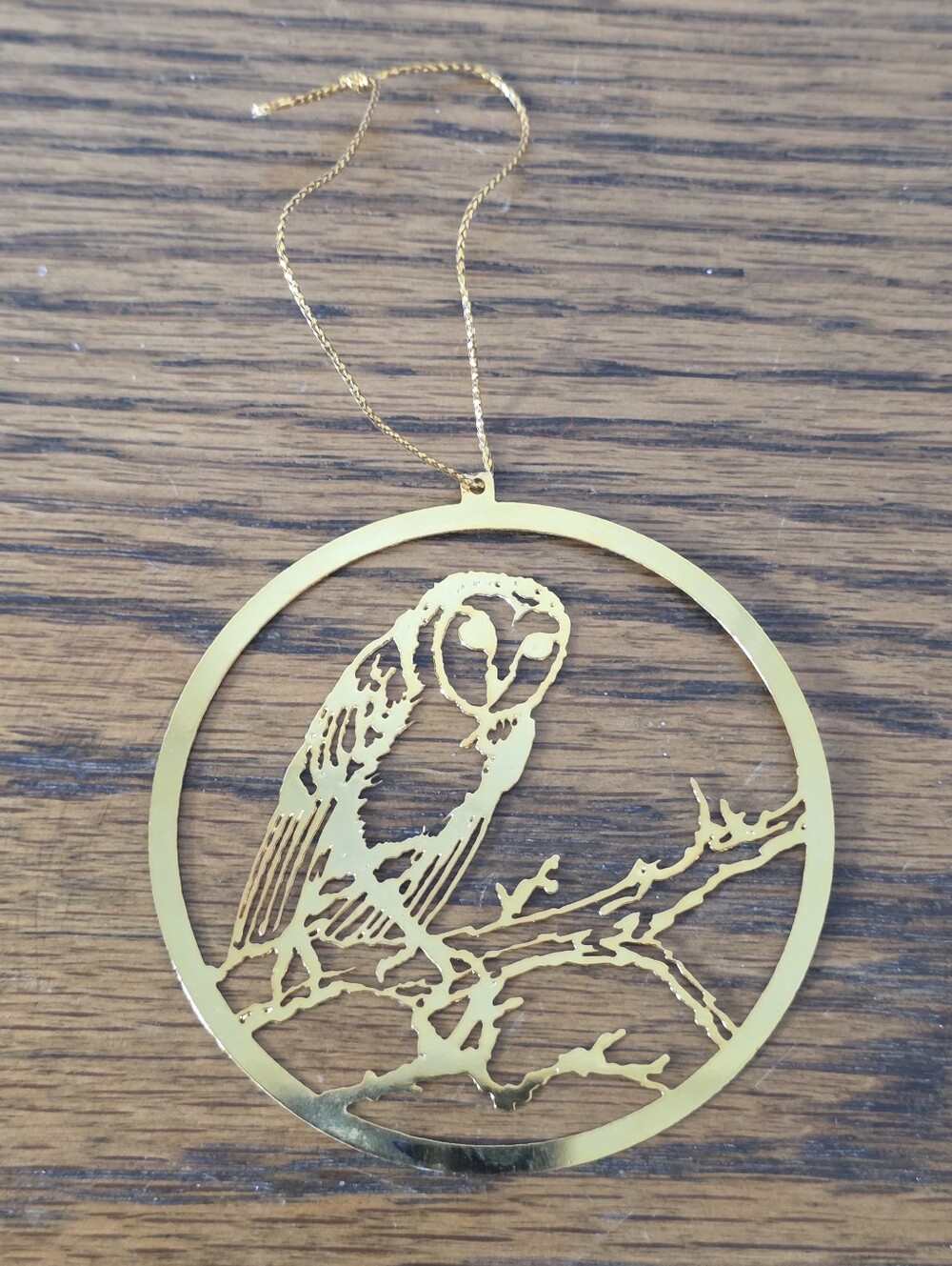 Vintage Gold Tone Owl Christmas Ornament 3" Metal Bird Decor